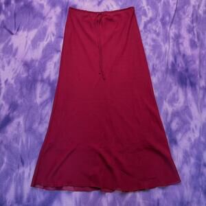 Vintage 90s y2k Burgundy maxi skirt with tie waist